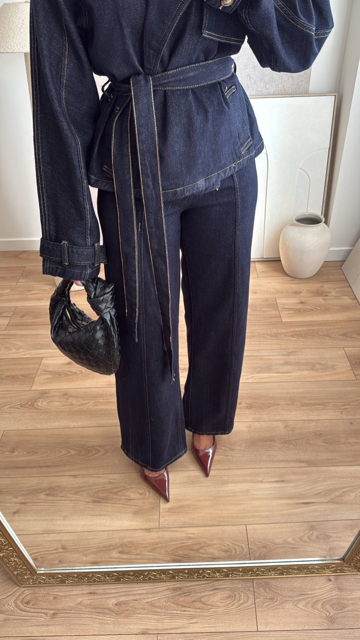 jean wide leg couture [bleu foncé]