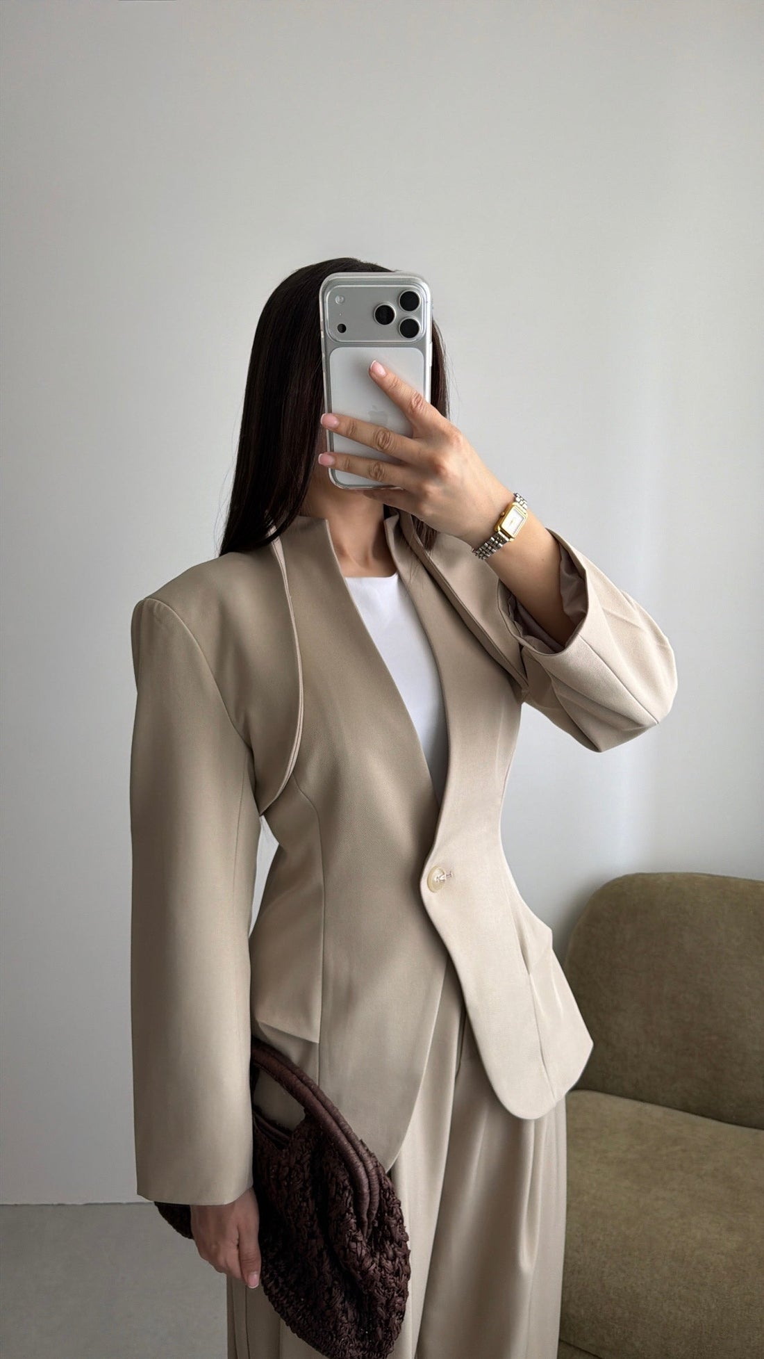 Blazer structuré deux pièces [beige]
