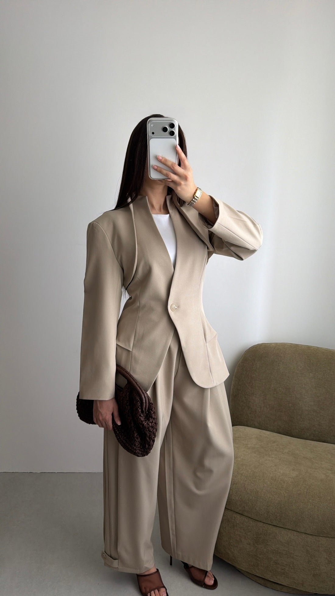 Blazer structuré deux pièces [beige]