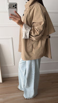 Trench-coat loose à intérieur rayé [beige]