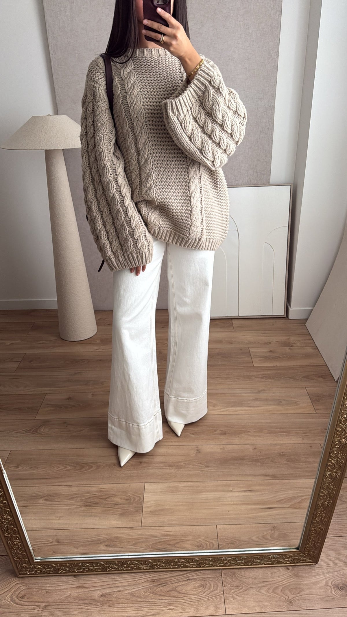 Pull torsadé à manche ample 02 [taupe]