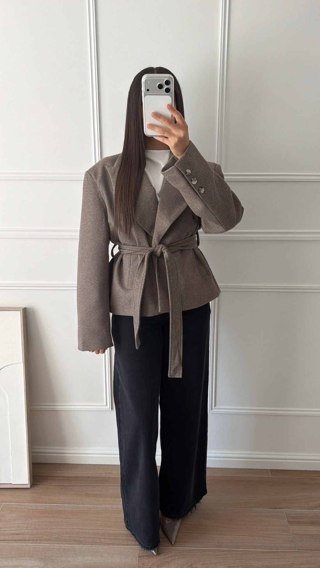 Veste blazer vichy [marron taupe]