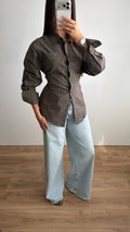 Chemise cintrée à carreaux [marron]