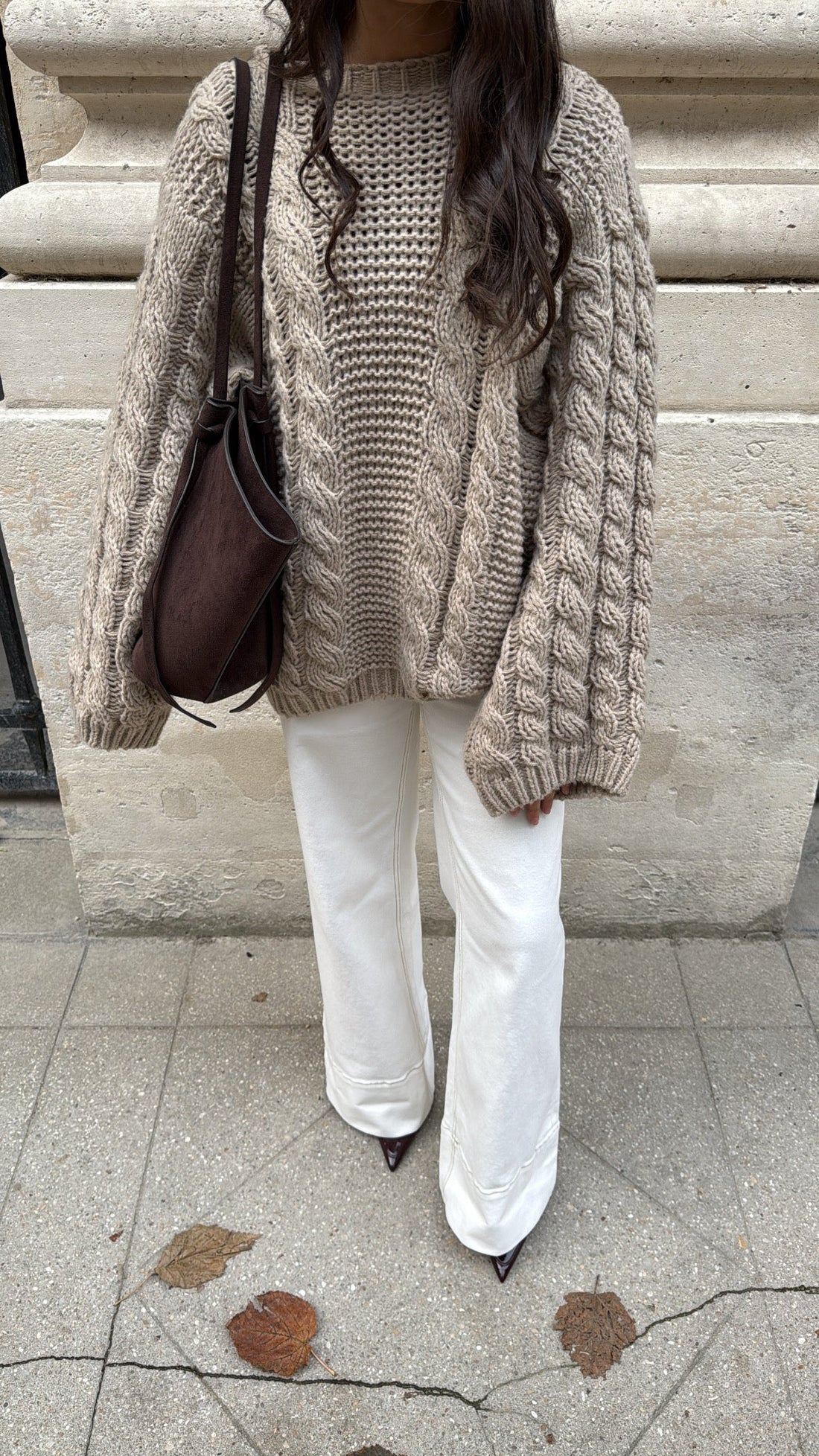 Pull torsadé à manche ample 02 [taupe]