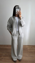 Ensemble en maille à capuche [gris]