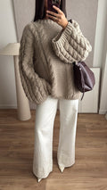 Pull torsadé à manche ample 02 [taupe]
