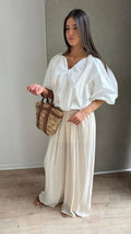 Pantalon fluide large [beige]