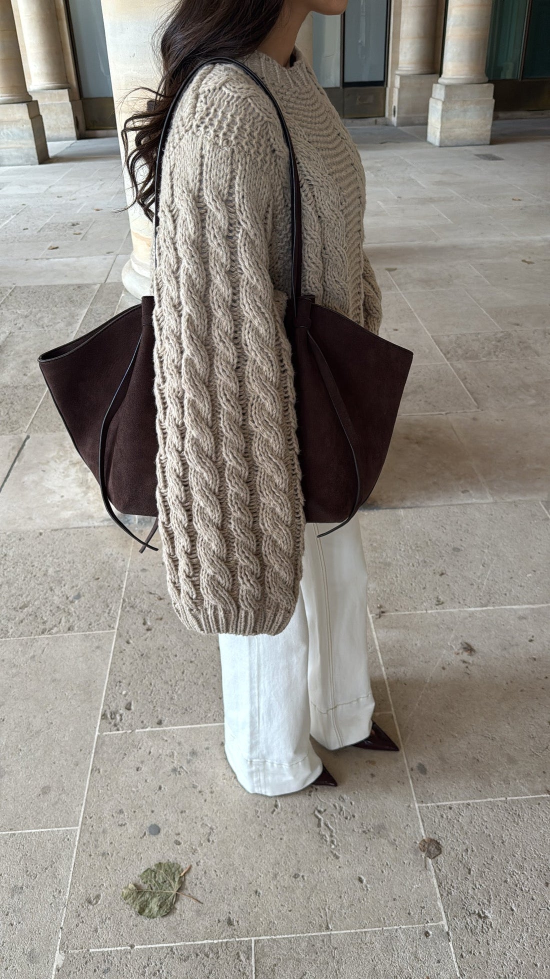 Pull torsadé à manche ample 02 [taupe]