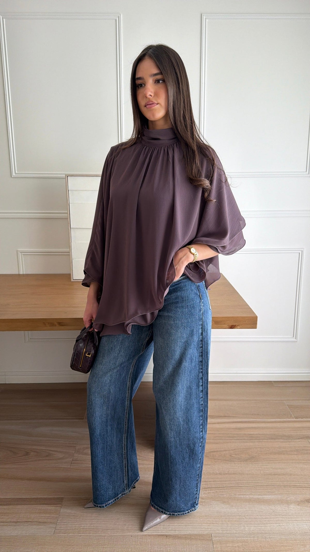 Blouse à volant ENNA [prune]