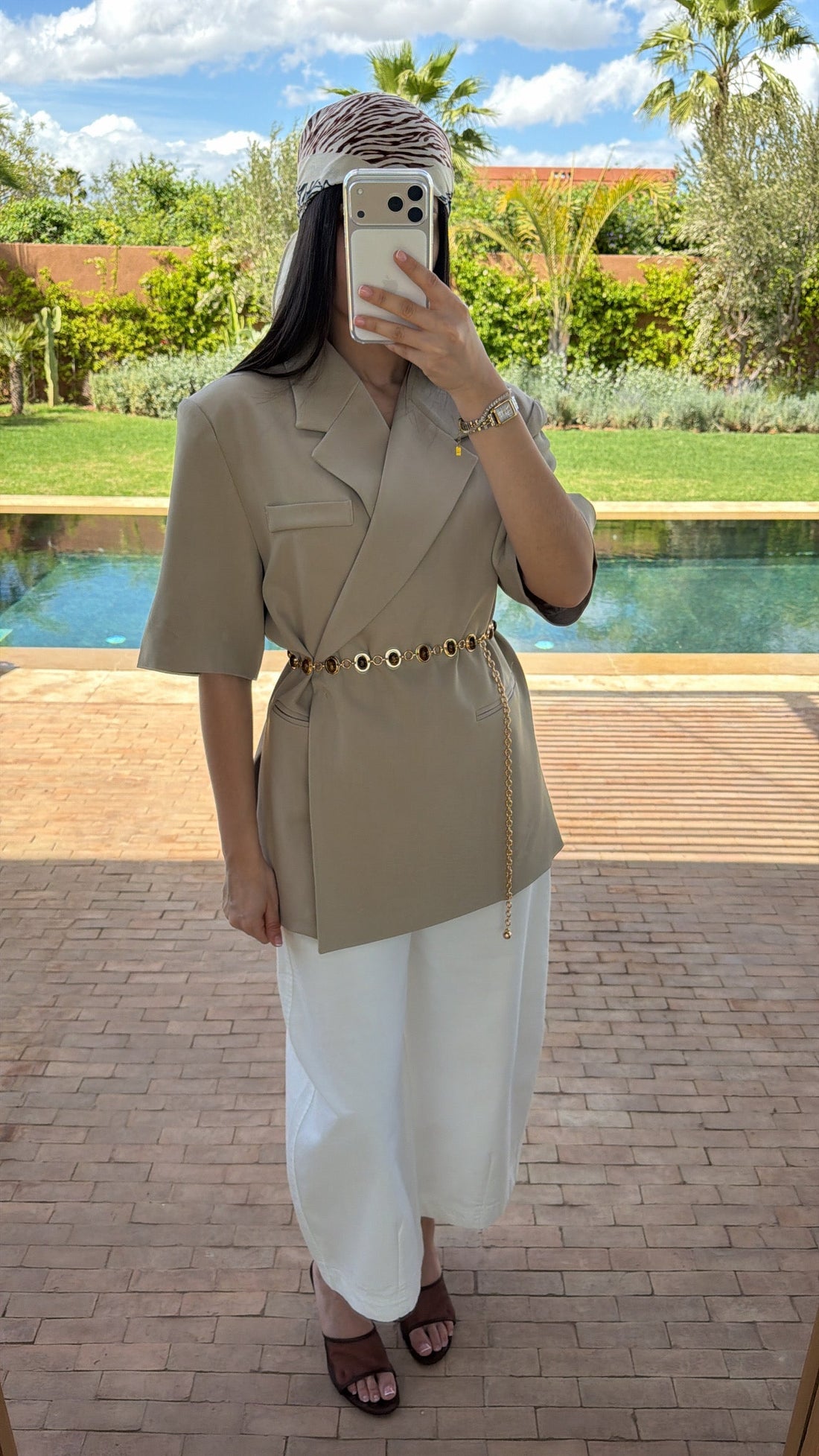 Pantalon court et ample [blanc]