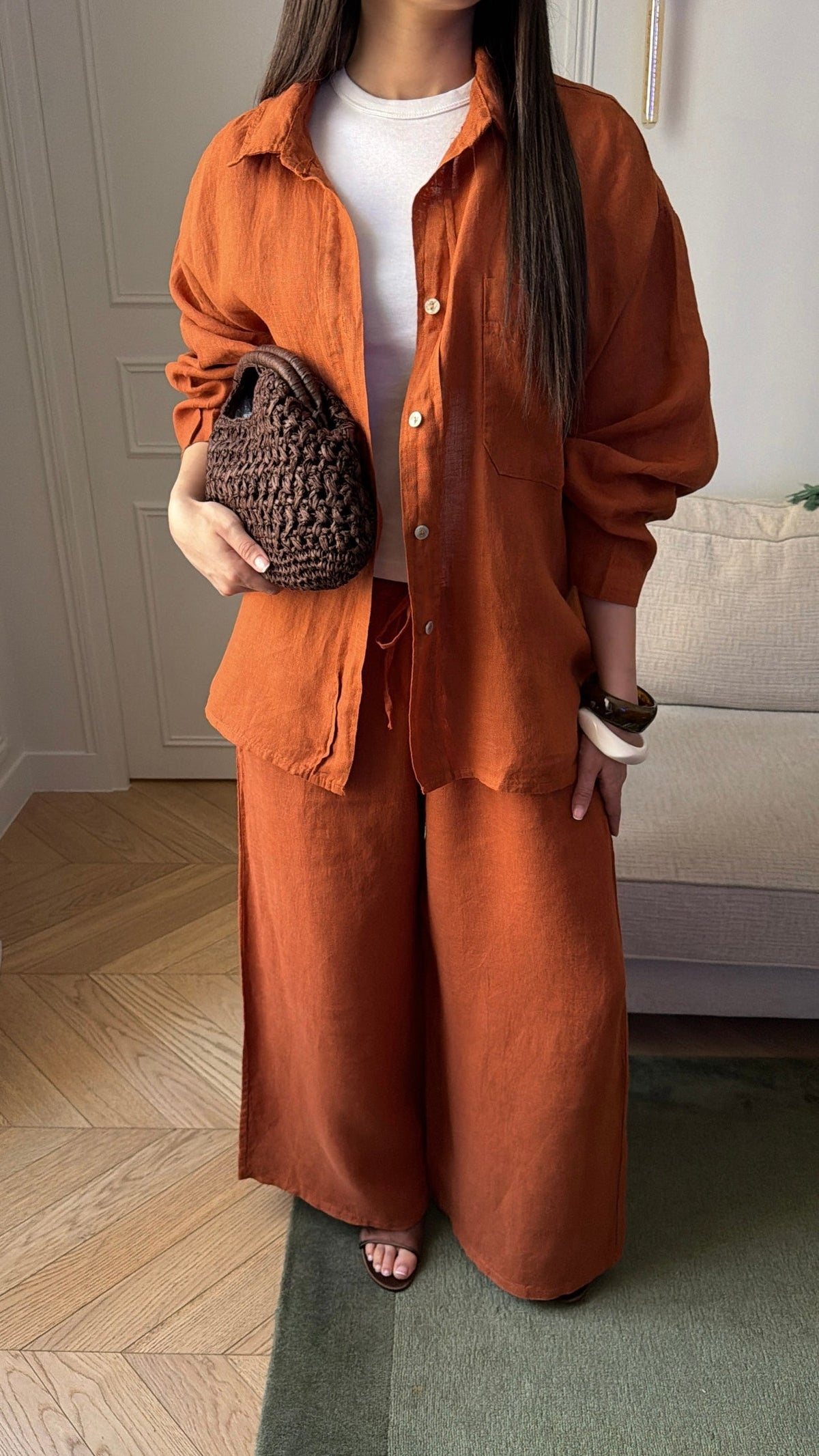 Ensemble en 100% lin [terracotta]