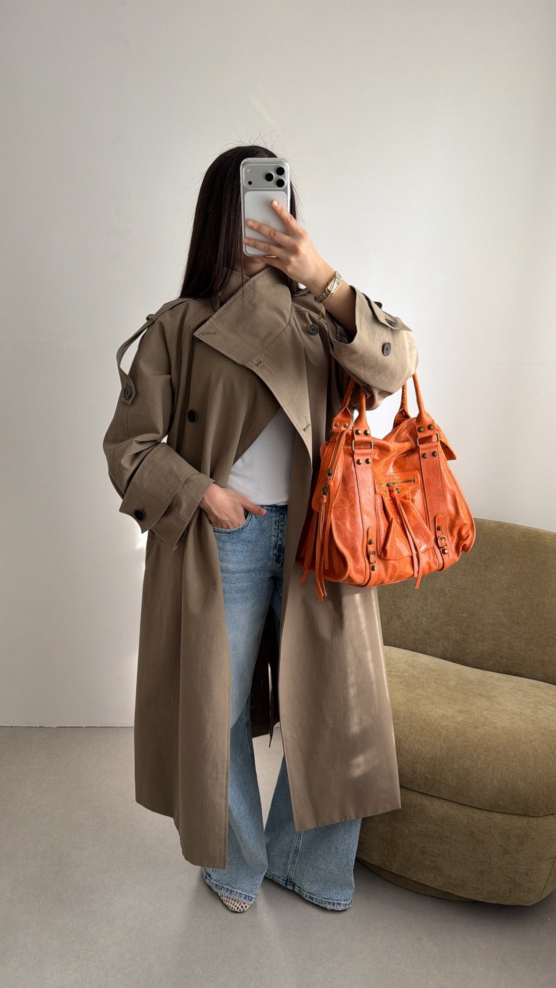 Long trench oversize [kaki]