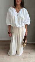 Pantalon fluide large [beige]