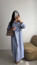 longue robe asymétrique chemise [marine]