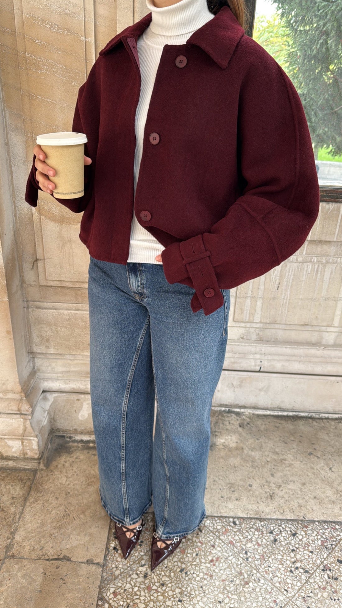 Manteau LOOSE oversize en laine [ bordeaux ]