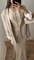 Gilet sans manche en lin [beige]