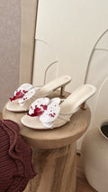 Escarpins fleurs [ rosé / blanc ]