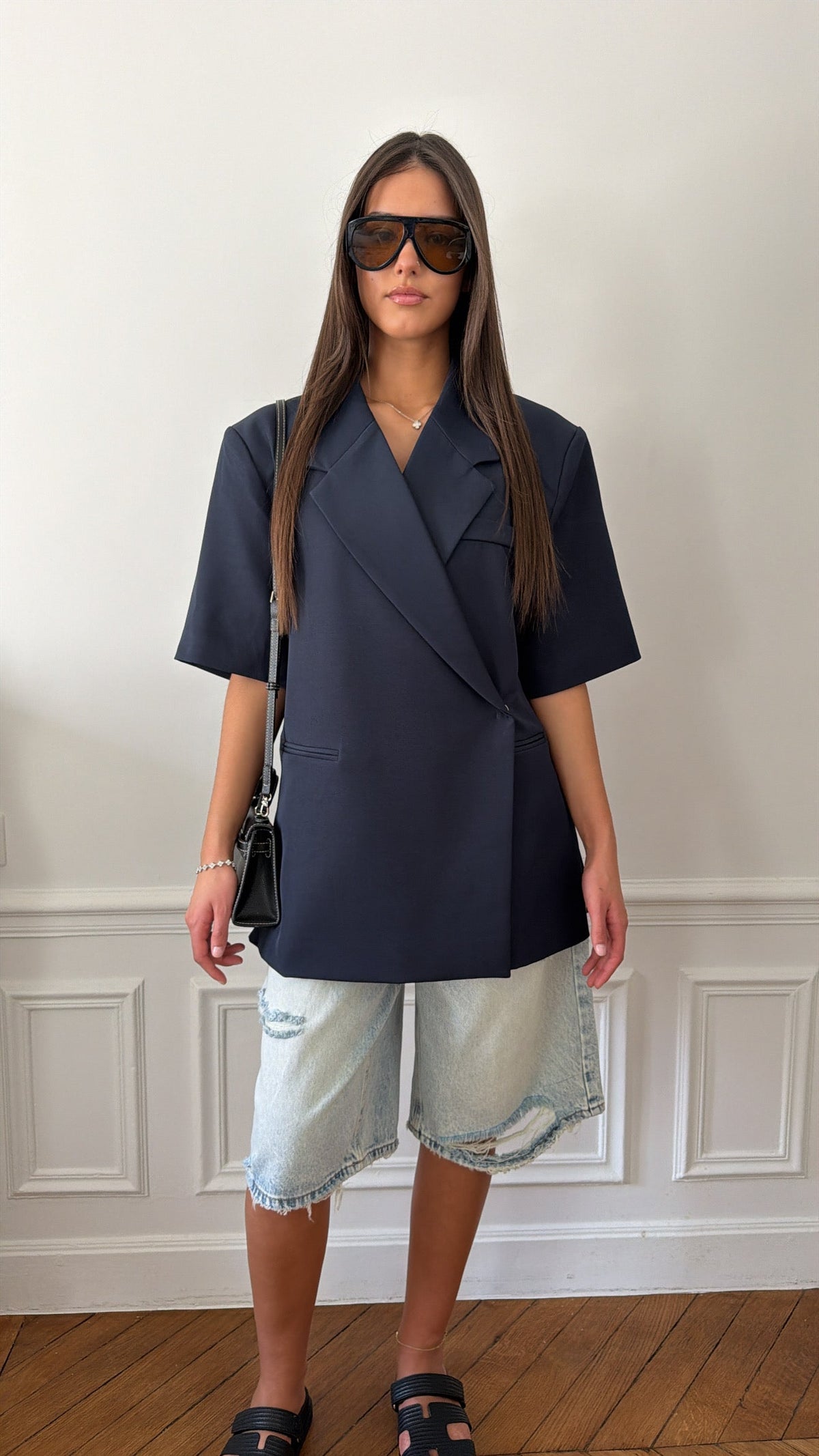 Bermuda en jean déchiré [bleu]