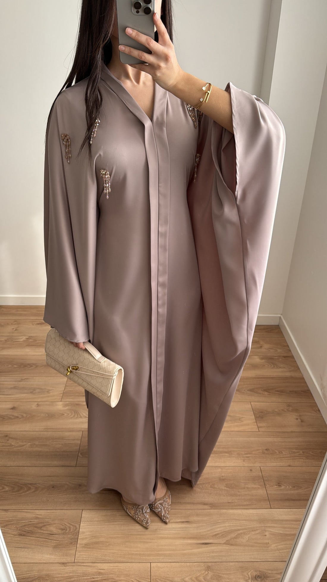 Abaya avec perlage [beige]