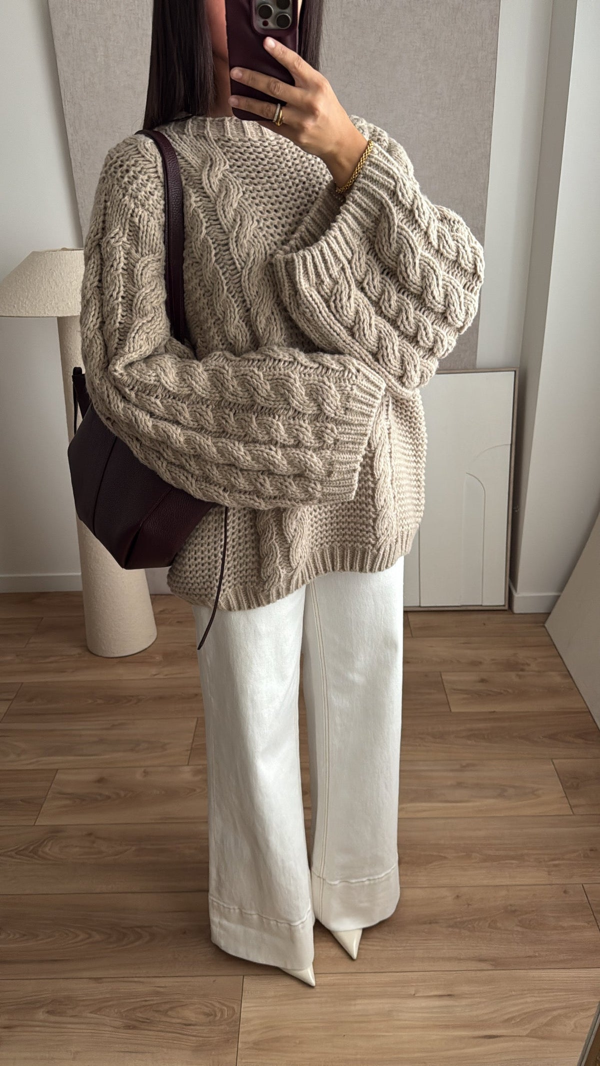 Pull torsadé à manche ample 02 [taupe]
