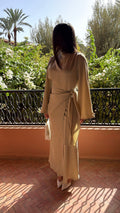 Longue robe portefeuille ACACIA [vert pastel]