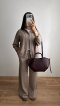 Ensemble en maille à capuche [taupe]
