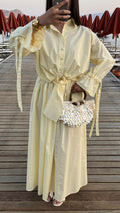 Longue jupe patineuse en coton [jaune pastel ]