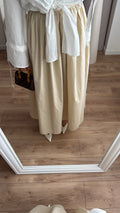 Longue jupe patineuse en coton [ beige ]