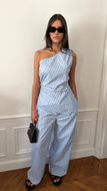 Ensemble rayé en coton [bleu]
