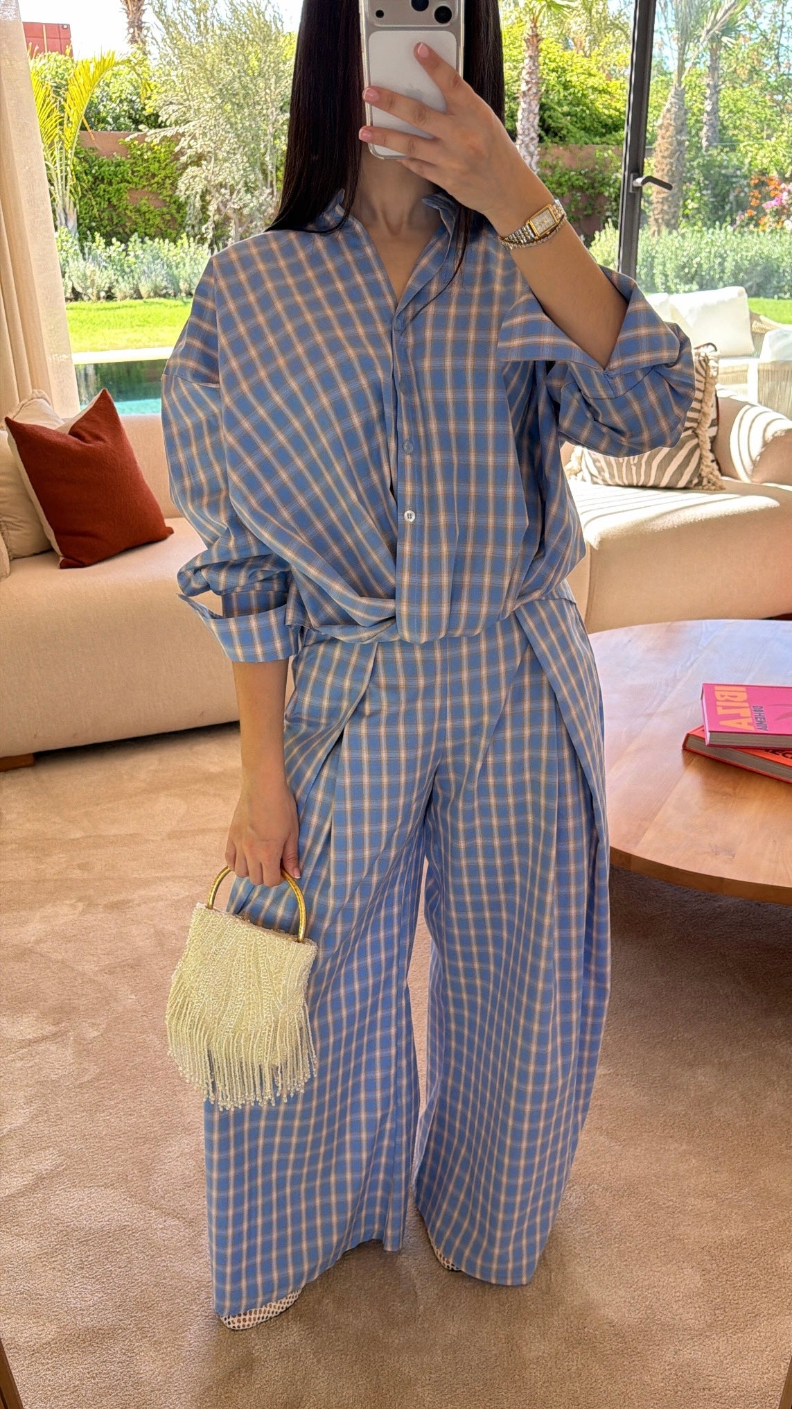 Ensemble à carreaux [bleu]