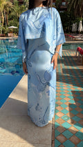 Longue robe à cape [BLEU]
