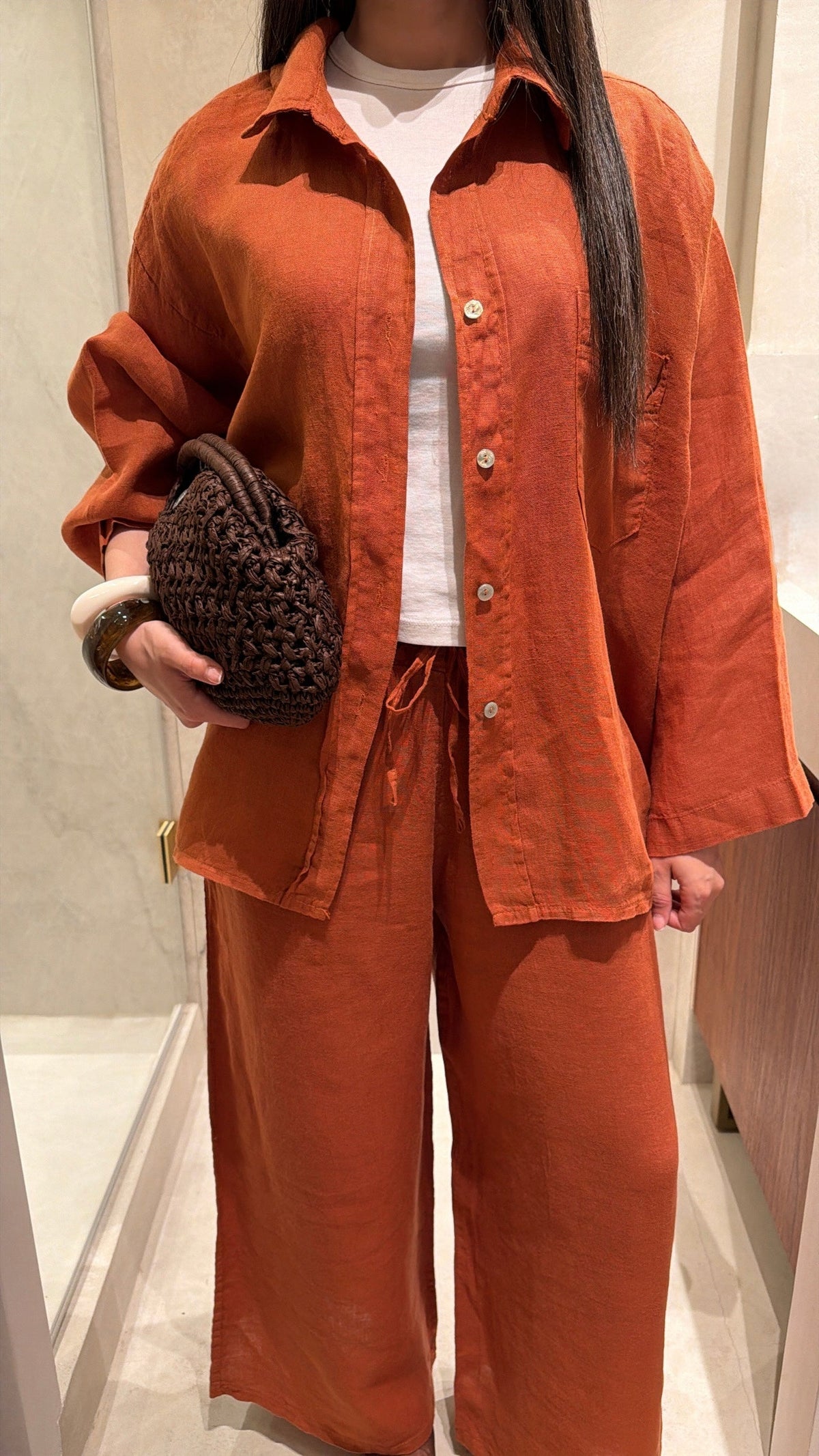 Ensemble en 100% lin [terracotta]