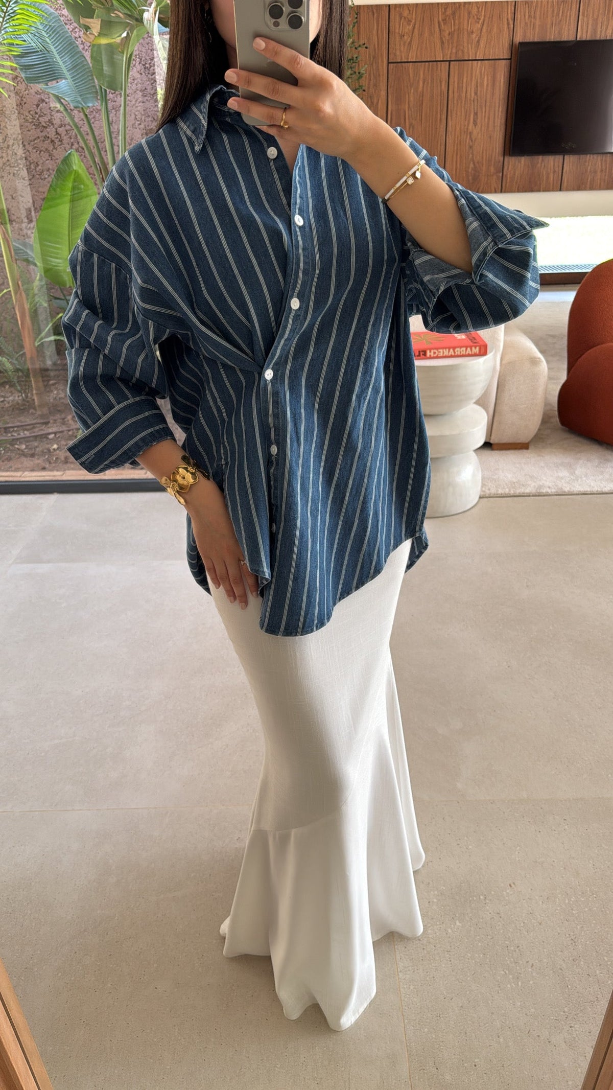 chemise rayée en jean