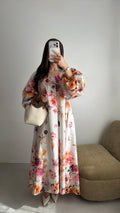 Robe bouffante en coton [fleur]