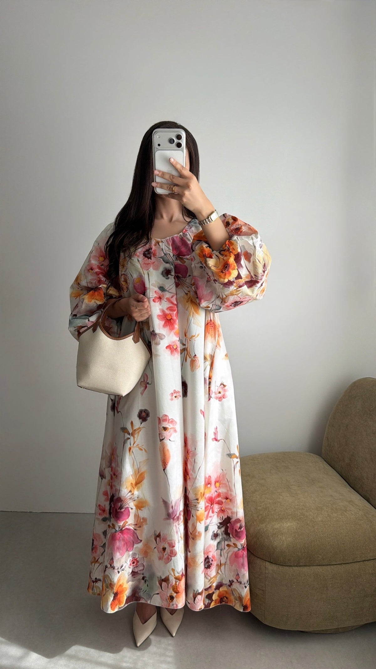Robe bouffante en coton [fleur]