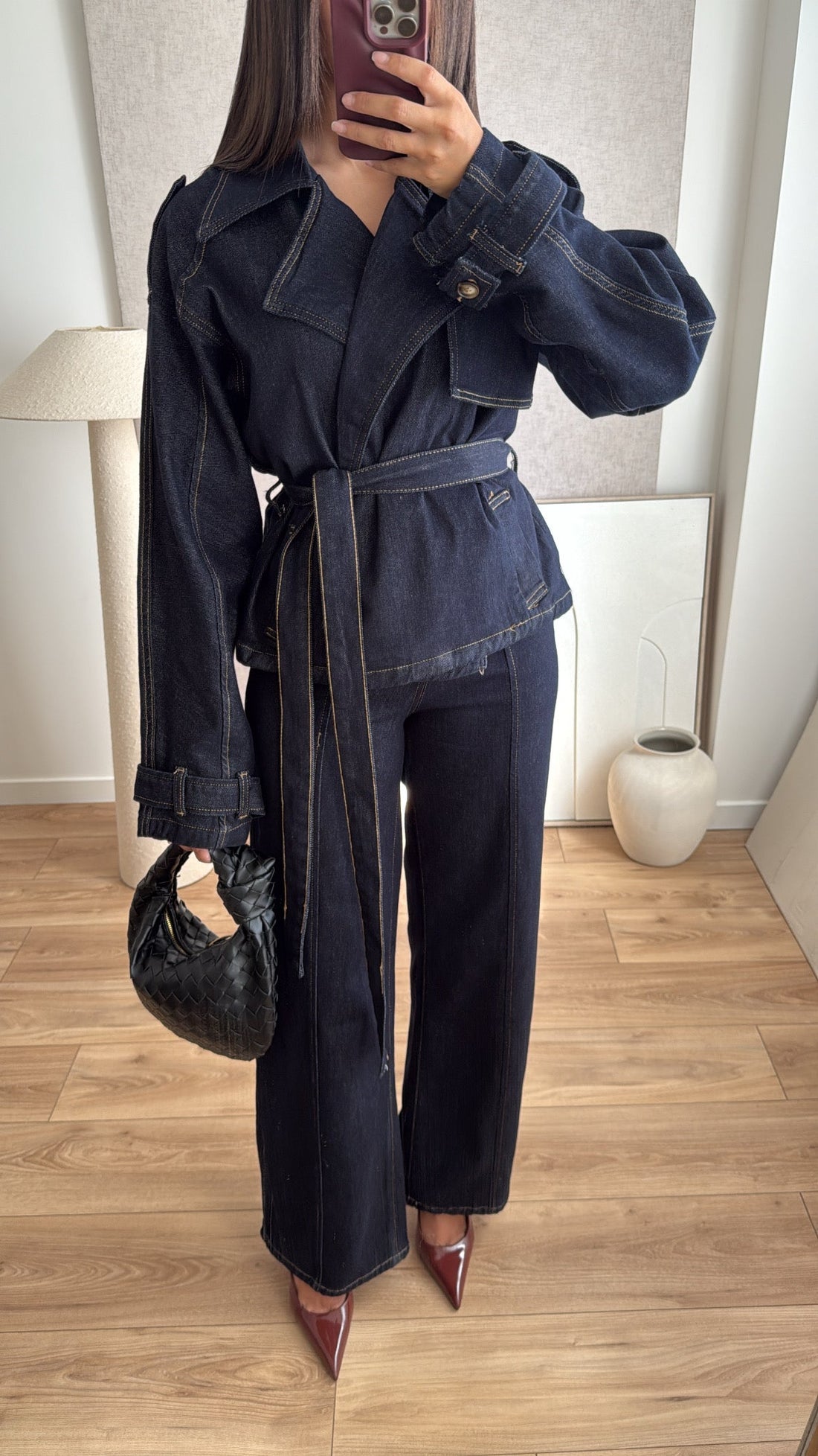 jean wide leg couture [bleu foncé]