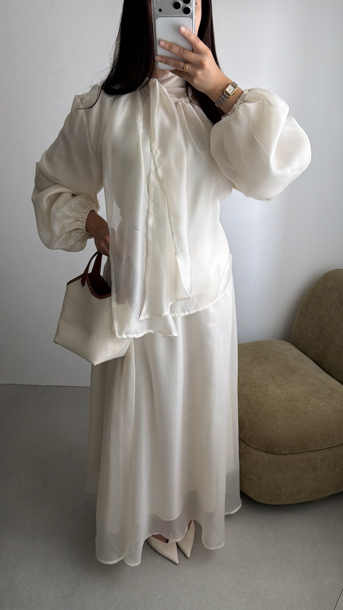 Ensemble jupe longue et blouse [écru]