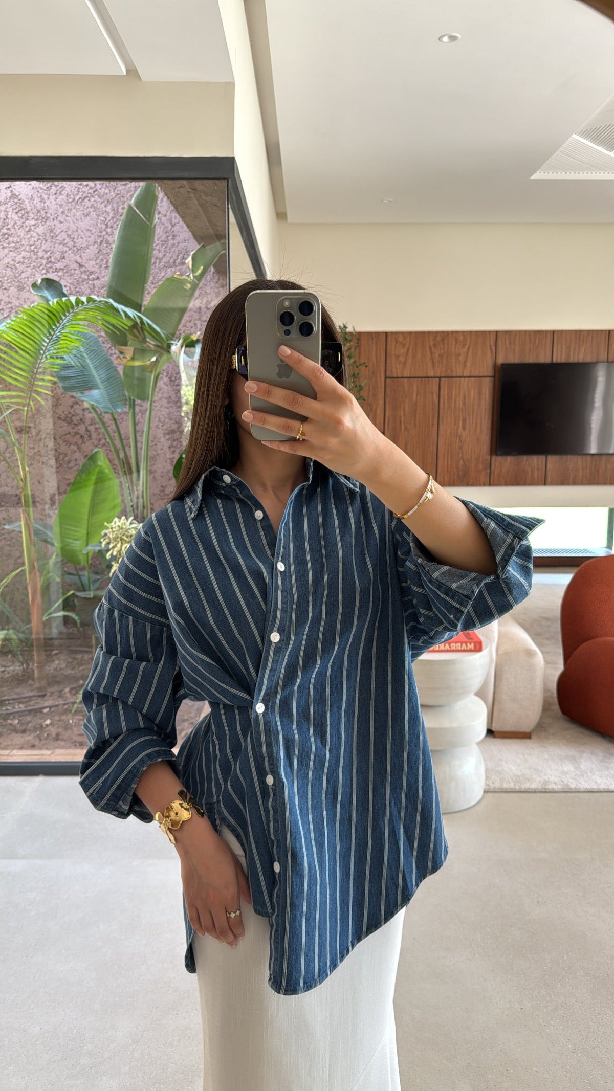 chemise rayée en jean