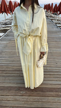 Longue jupe patineuse en coton [jaune pastel ]