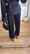 jean wide leg couture [bleu foncé]