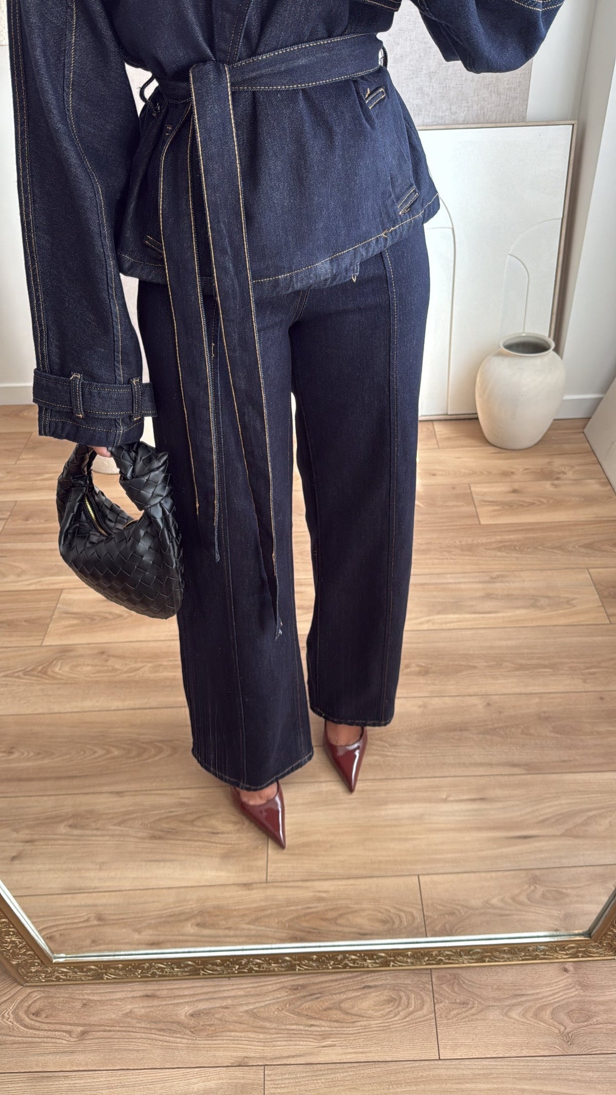 jean wide leg couture [bleu foncé]