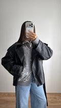 Gilet à col montant motif bandana [gris]