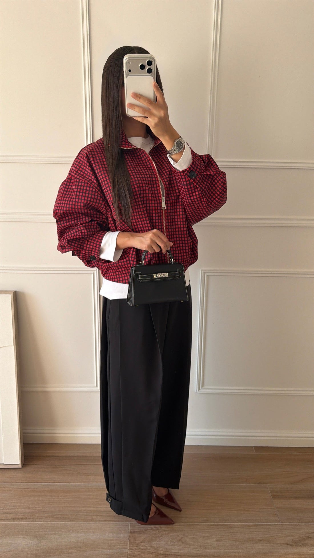 Veste oversize à carreaux LONA [rouge]