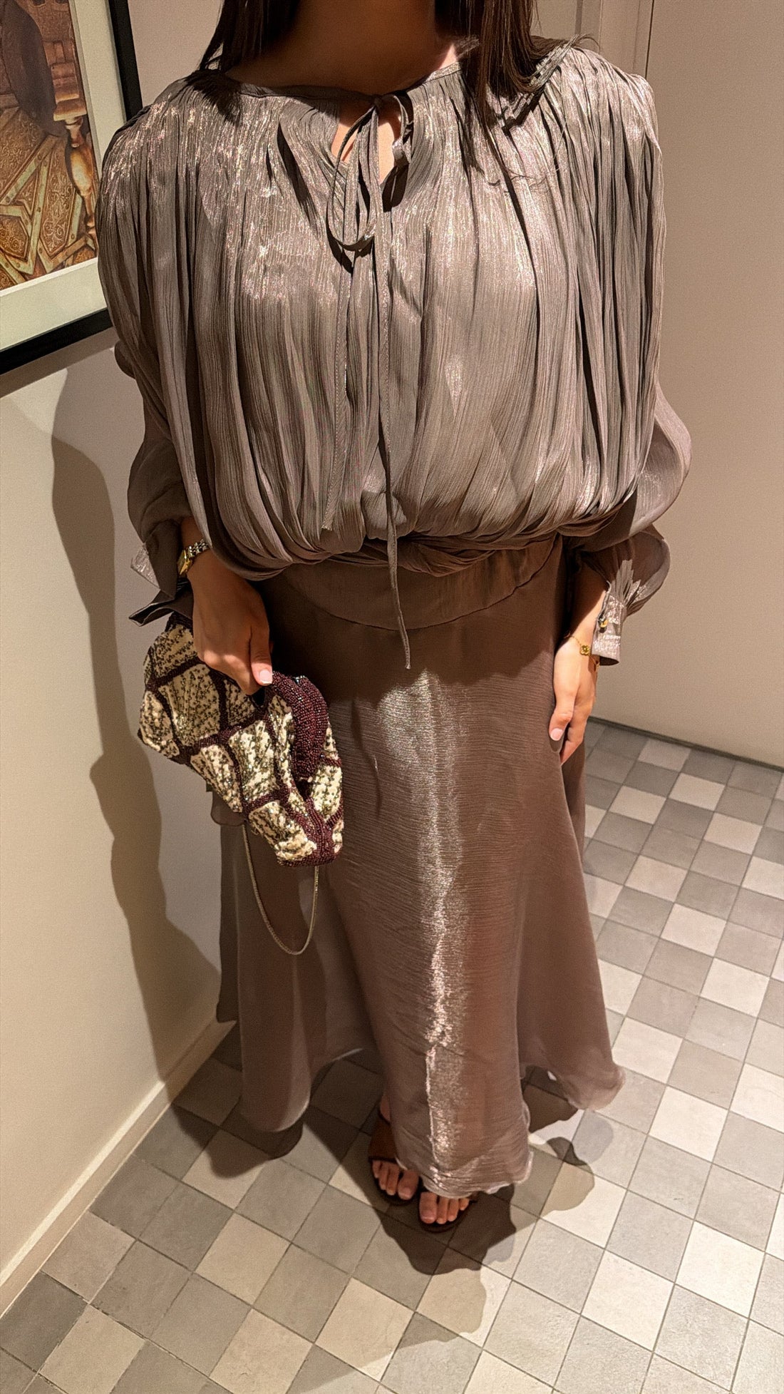 Robe longue irisée LUNA [MARRON]
