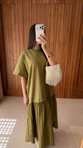 Longue robe bi-matière [vert]